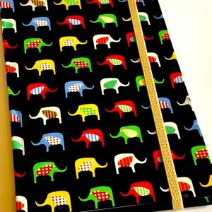 Hard Cover Notebook with Colorful Elephant Pattern 100 Non Lined Pages